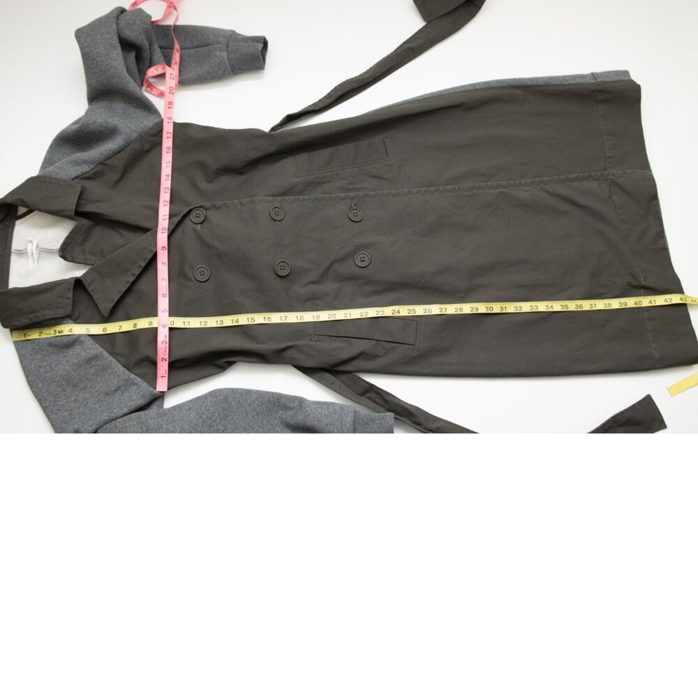 Good American Trench Coat Jacket Two Tone Fleece Moss Green Gray Size 2 Medium - Picture 4 of 5
